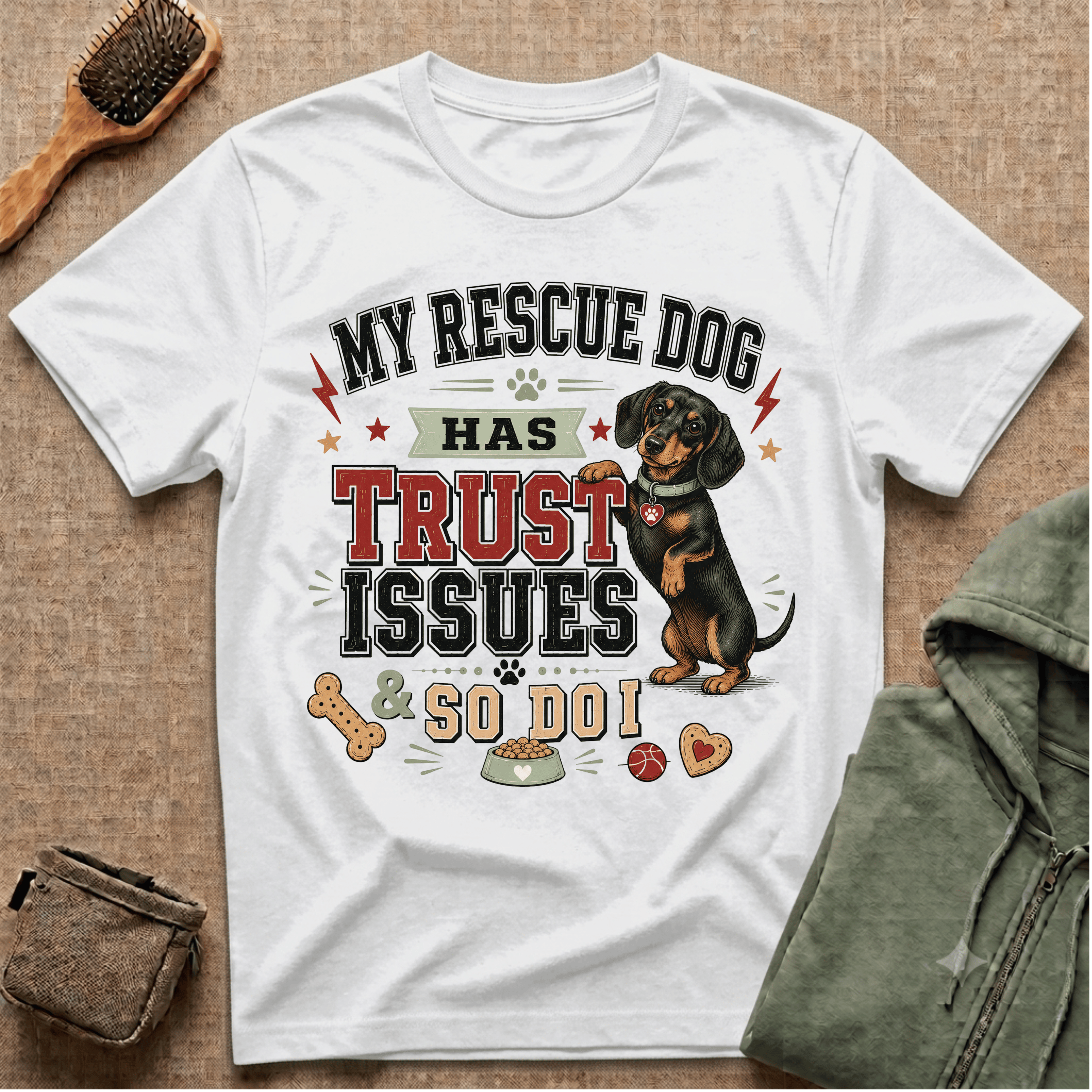 My Rescue Dog Has Trust Issues T-Shirt —Dachshund Rescue Dog Owner Tee