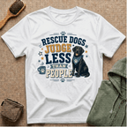Rescue Dogs Judge Less Than People T-Shirt — Cute Black Lab Rescue Tee