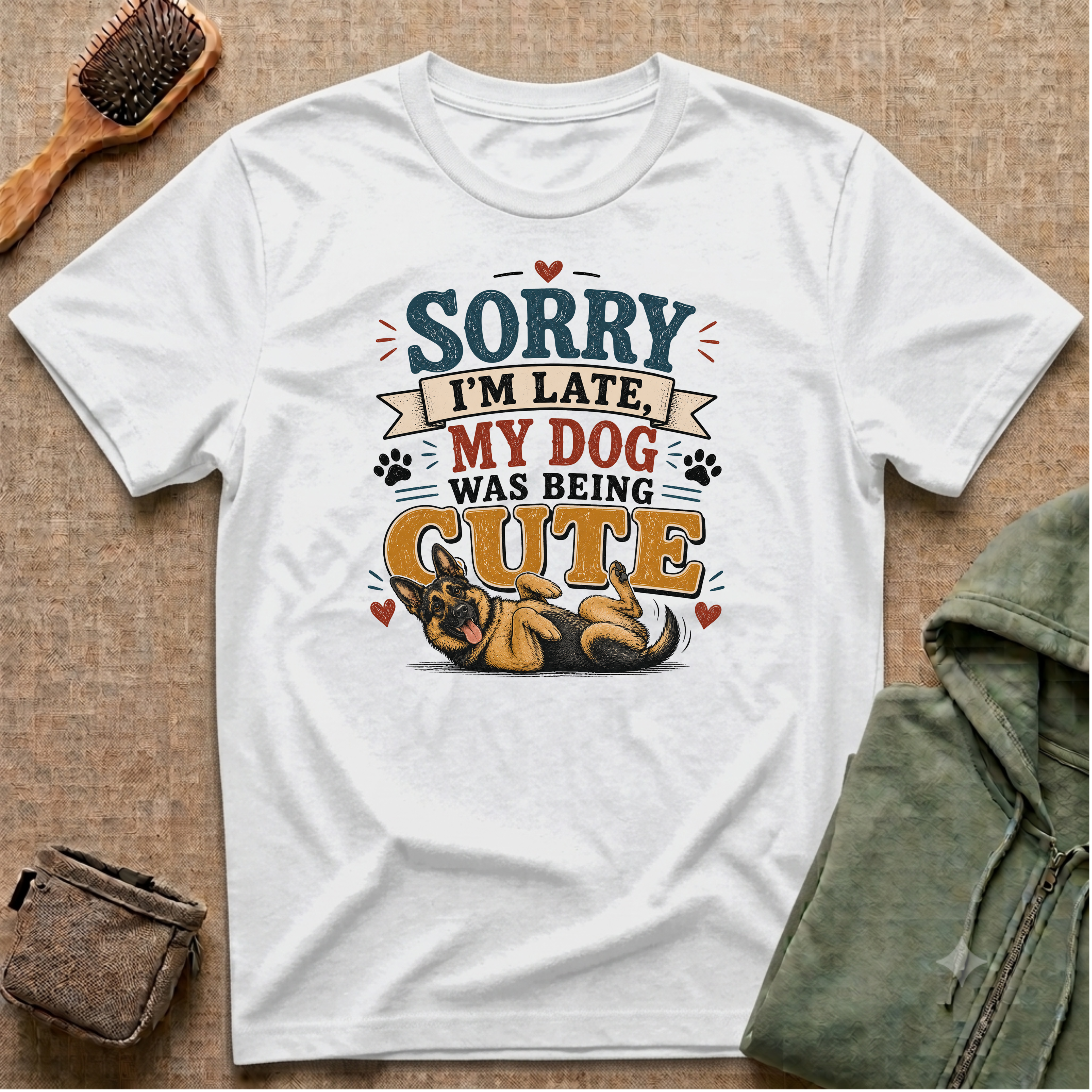 Sorry I'm Late My Dog Was Being Cute T-Shirt — German Shepperd Dog Lover Tee