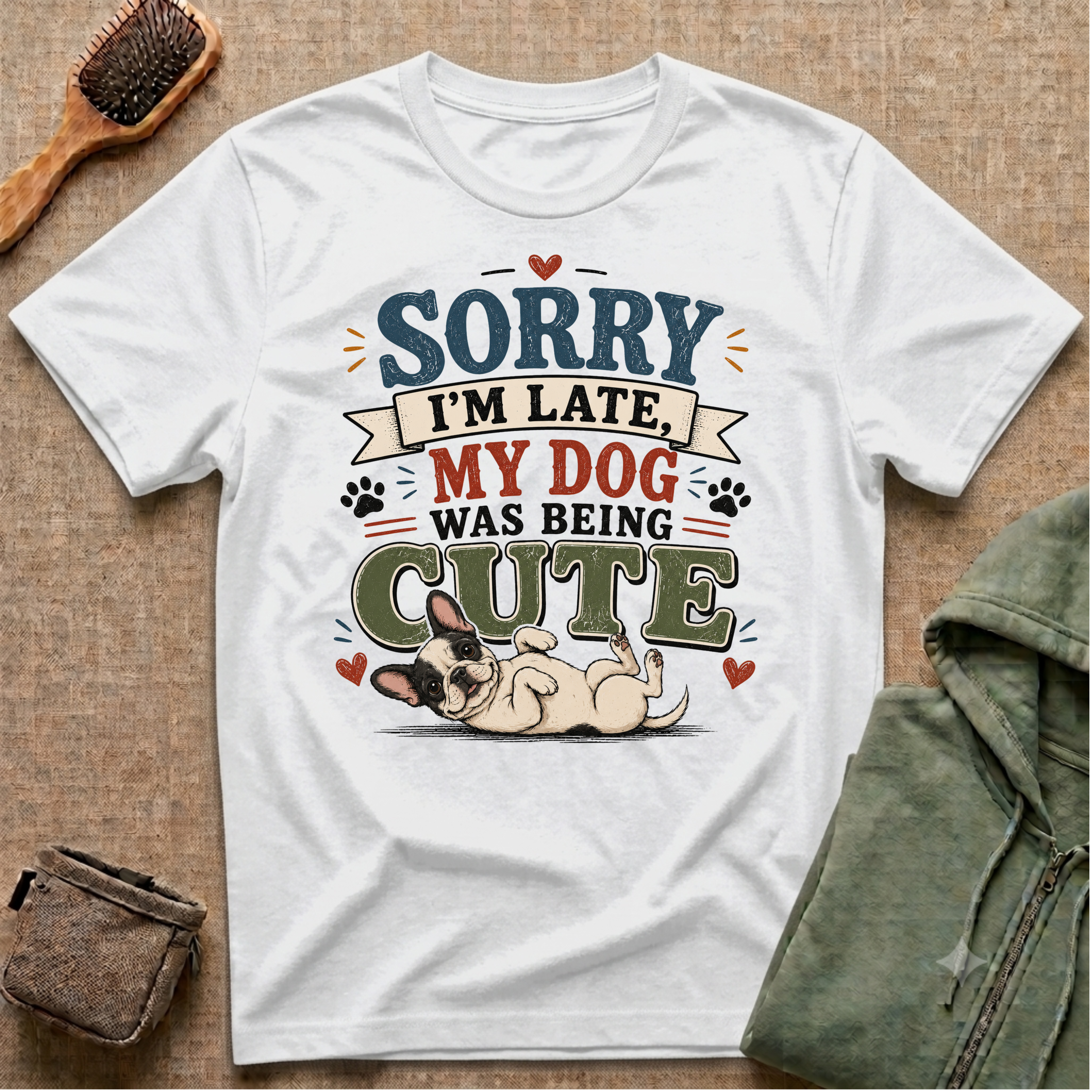 "Sorry I'm Late My Dog Was Being Cute" Cute Dog Lover Graphic Tee
