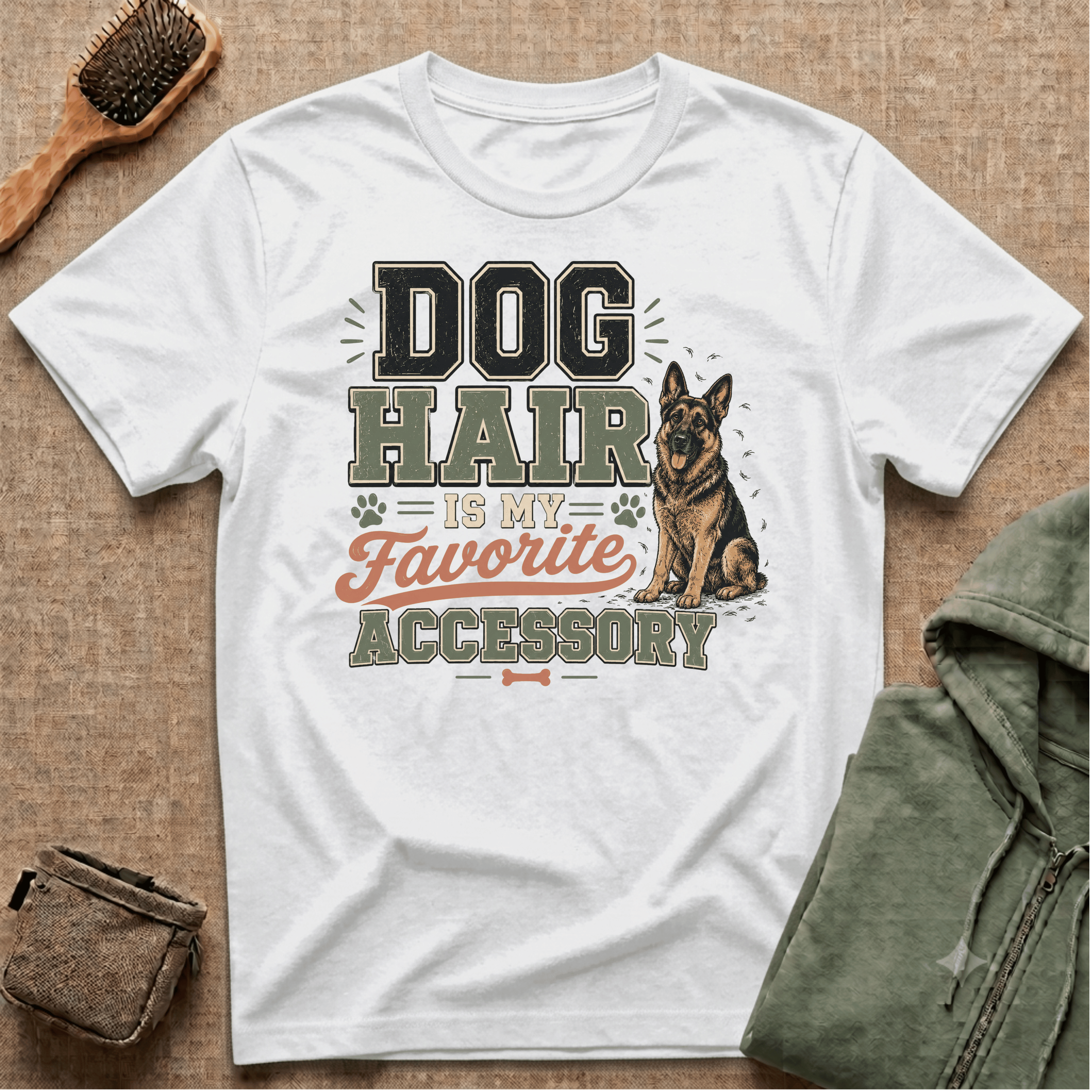 Dog Hair Is My Favorite Accessory T-Shirt — German Shepherd Pet Lover Tee