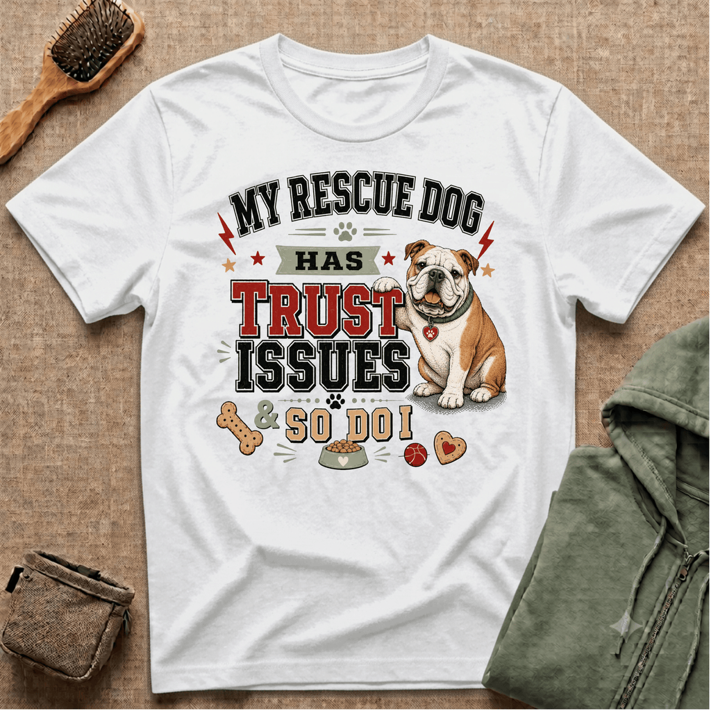 My Rescue Dog Has Trust Issues T-Shirt —Bull Dog Rescue Dog Owner Tee