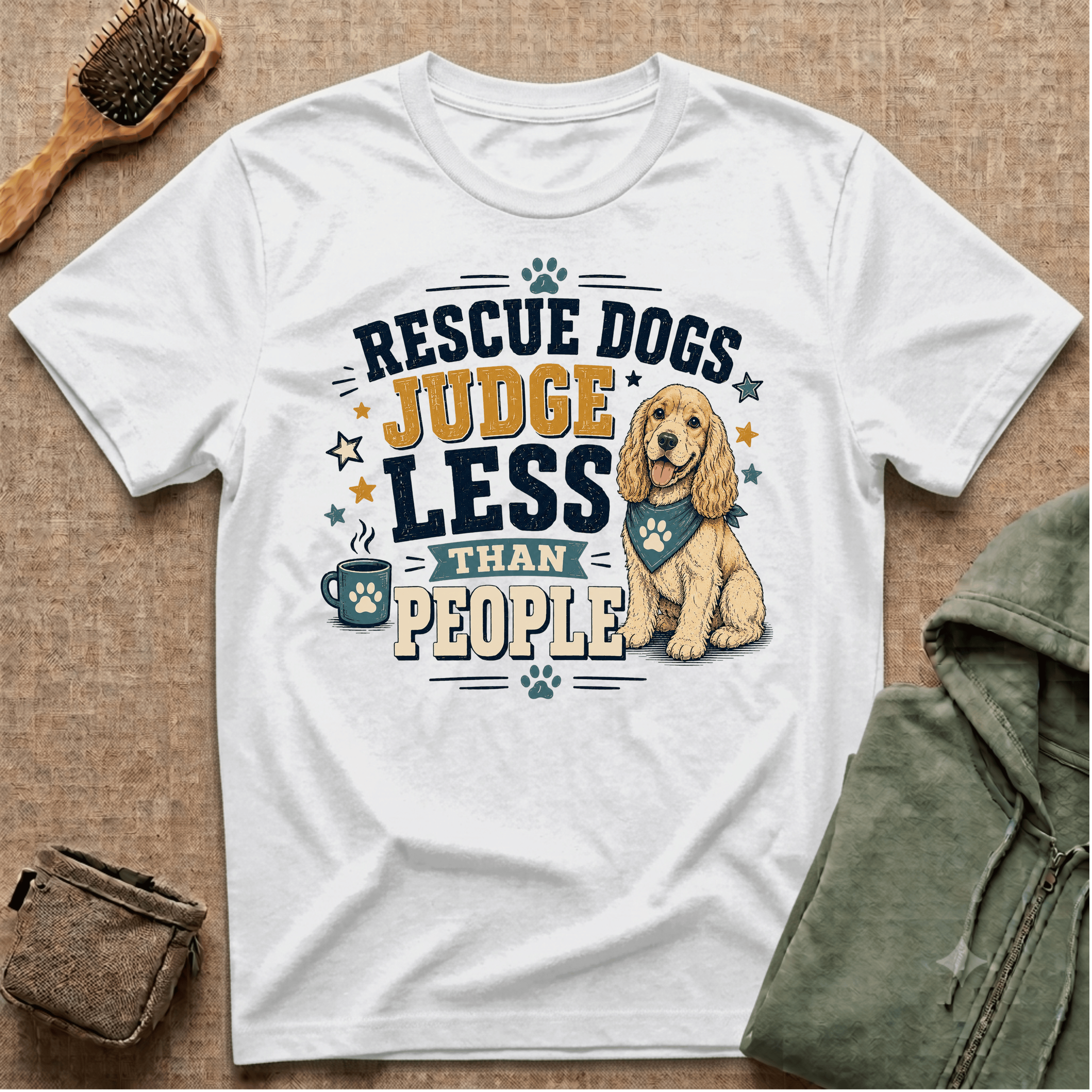 Rescue Dogs Judge Less Than People T-Shirt — Cute Cocker Spaniel Rescue Tee