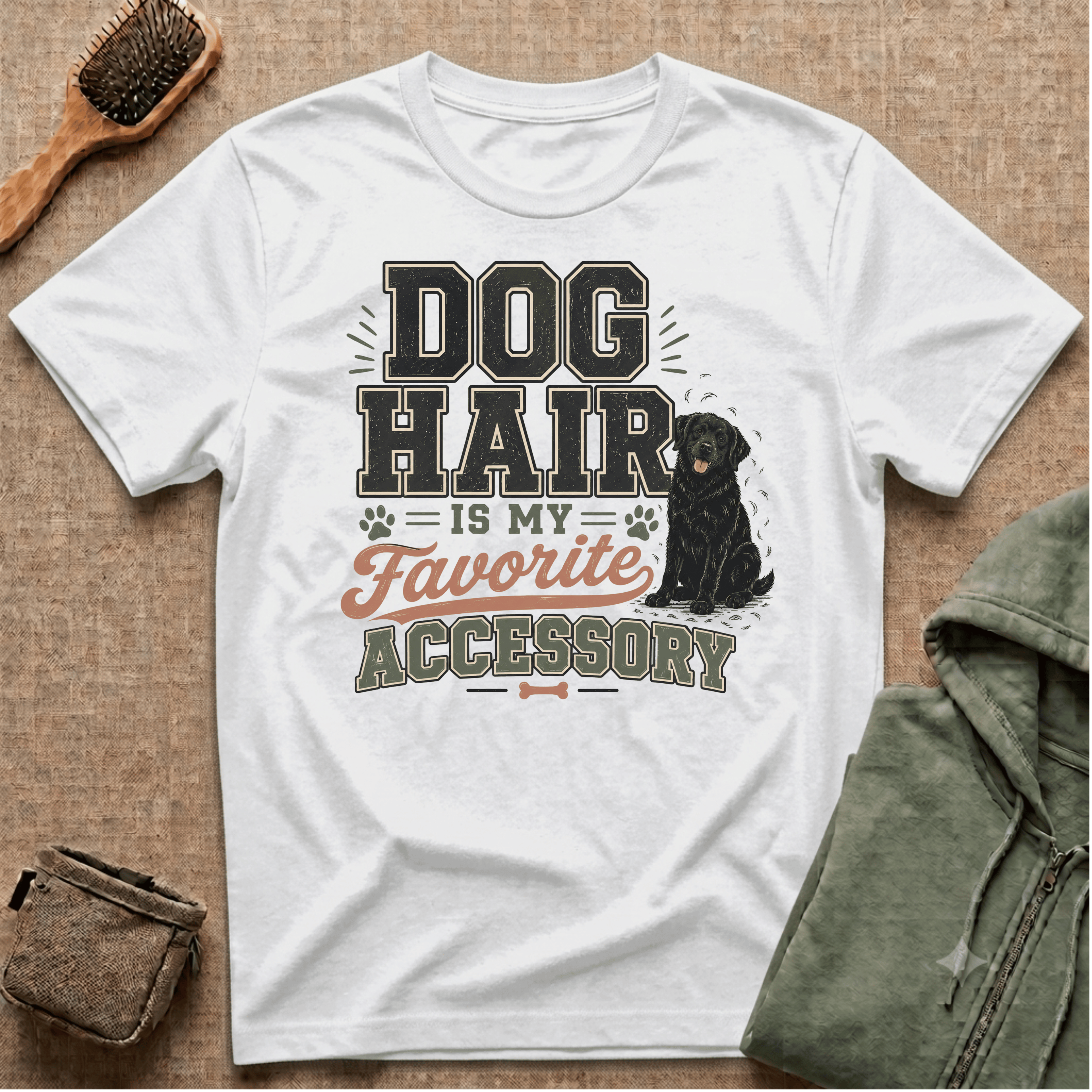Dog Hair Is My Favorite Accessory T-Shirt — Black Lab Dog Lover Tee