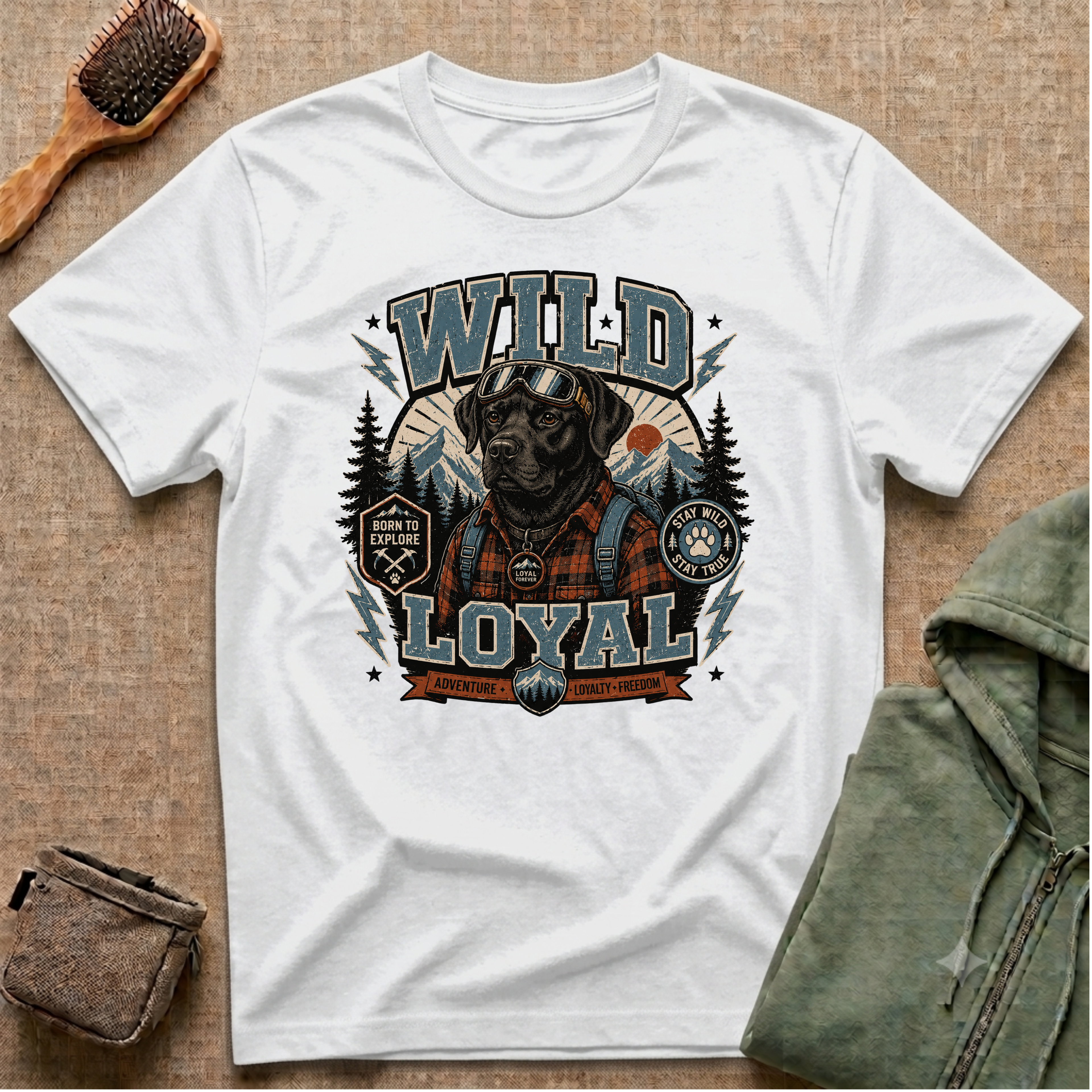Wild & Loyal Dog T-Shirt — Vintage Lumberjack Black Labrador Design