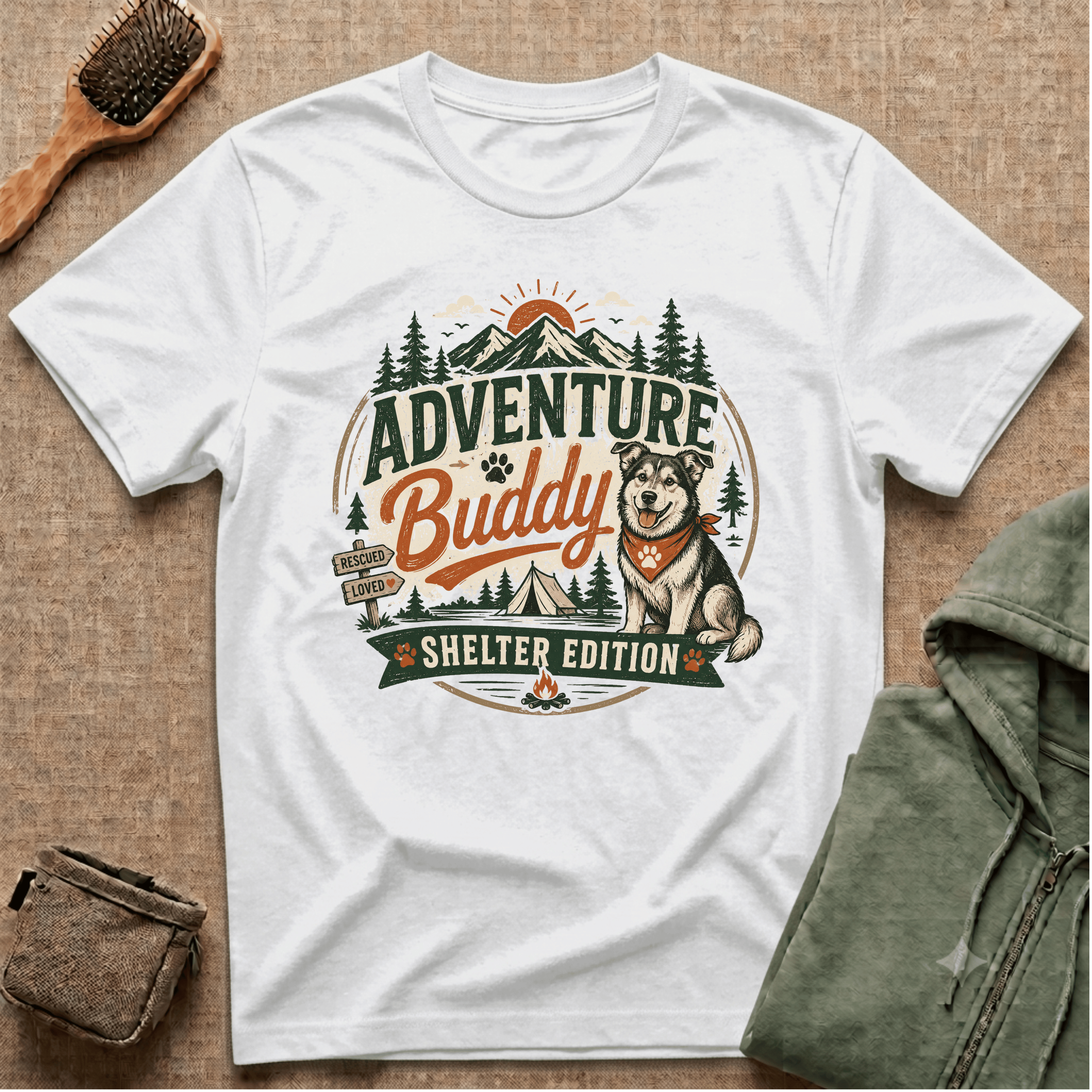 Adventure Buddy T-Shirt — Shelter Edition Dog Hiking Tee