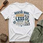 Rescue Dogs Judge Less Than People T-Shirt — Cute Mixed Breed Rescue Tee