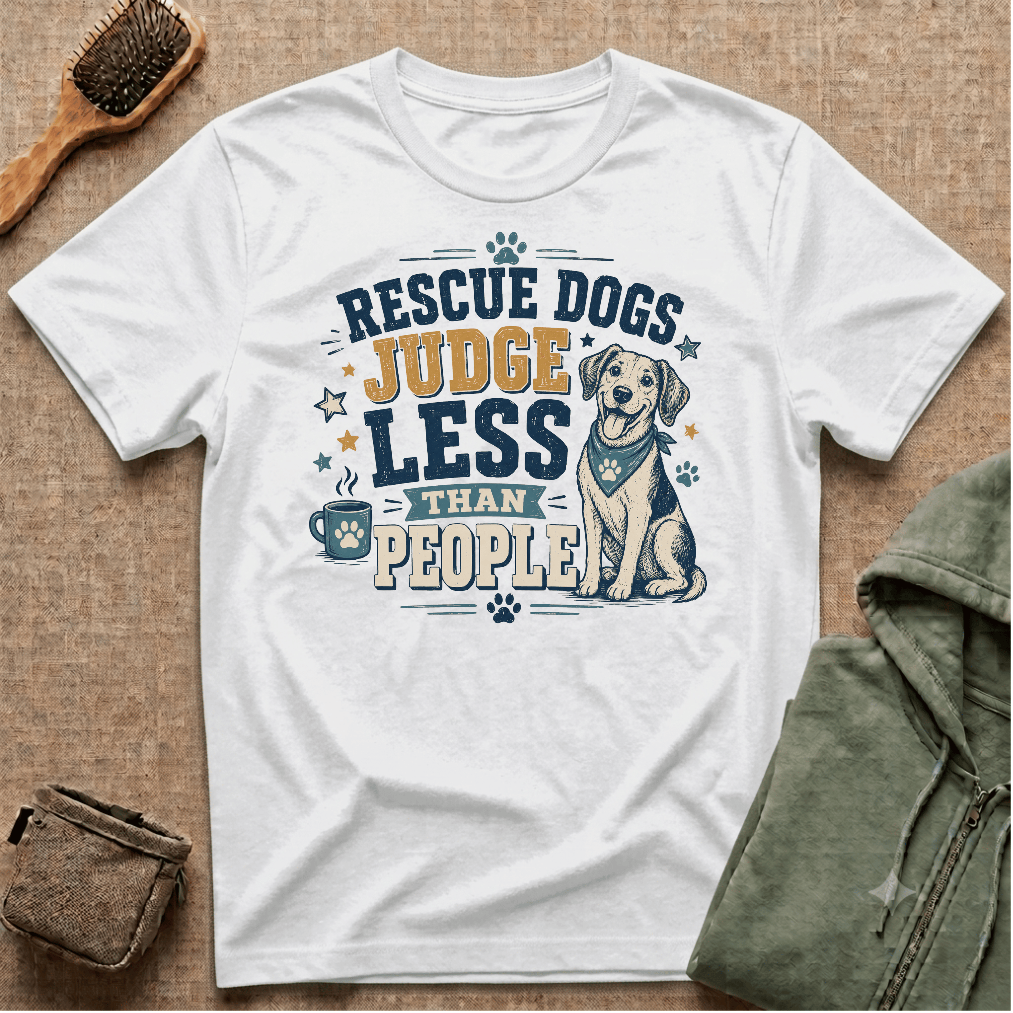 Rescue Dogs Judge Less Than People T-Shirt — Cute Mixed Breed Rescue Tee