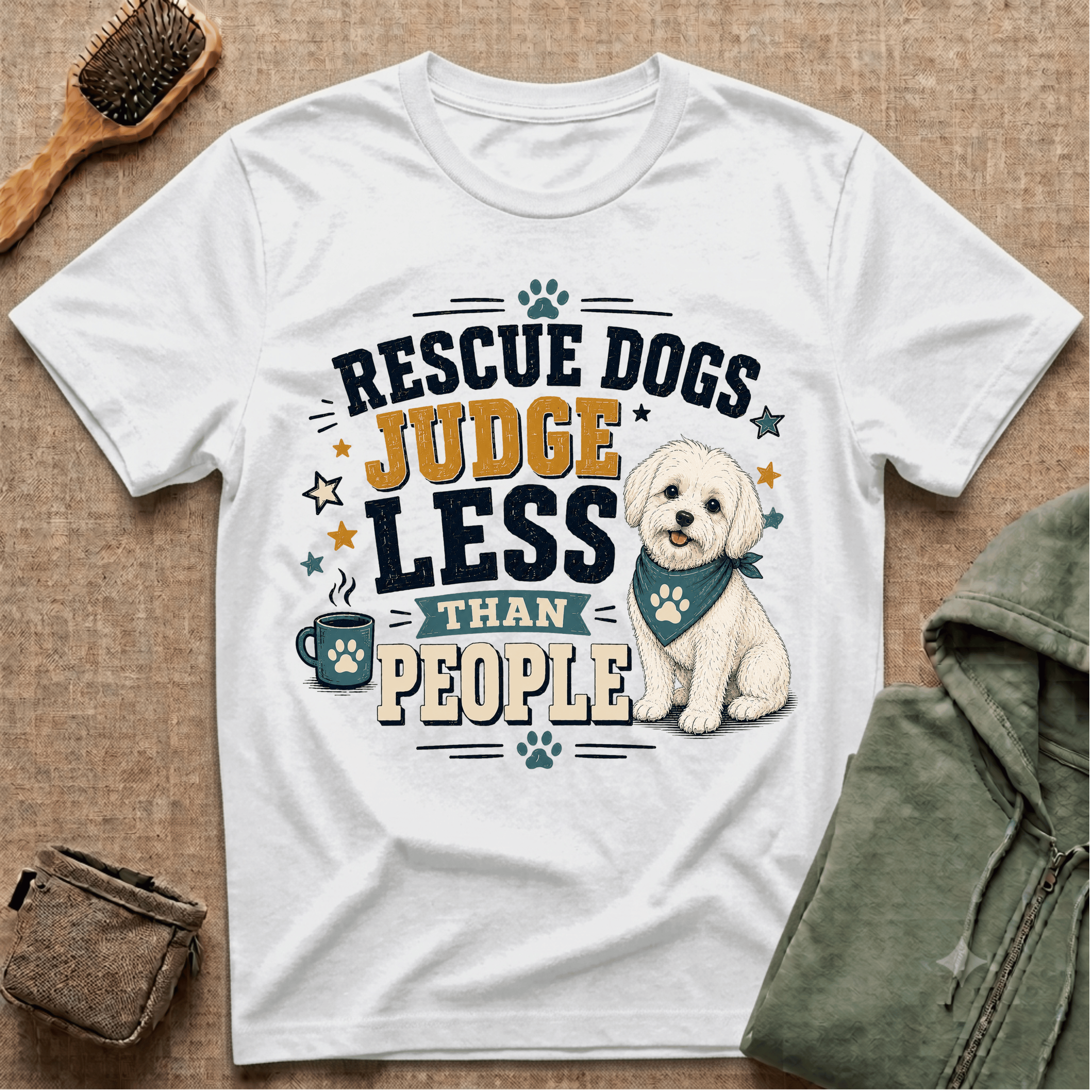 Rescue Dogs Judge Less Than People T-Shirt — Cute Shih Zhu Rescue Tee